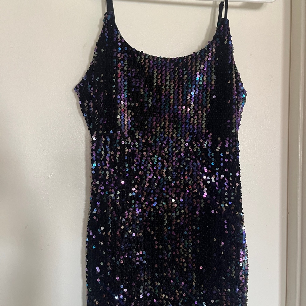 Black Sequin Mini Dress
